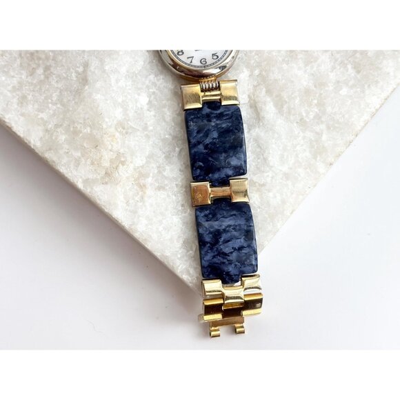 Vienna Blue & Gold T Mother of Pearl Dial Vintage Wristwatch - 24mm - WORKS! - Picture 2 of 10